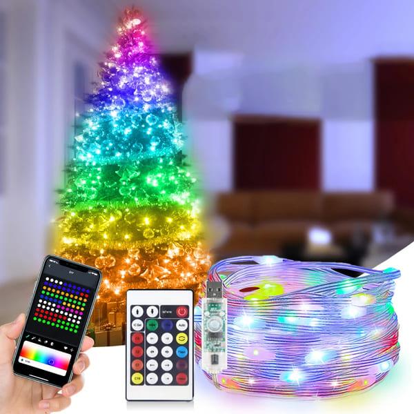 НОВОГОДИШНИ LED RGB СИЈАЛИЧКИ СО USB ПРИКЛУЧОК - 10М - Extra Popust